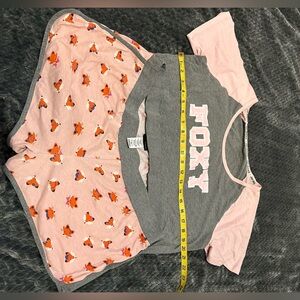 Foxy Women's Pink and Gray Pajama Set